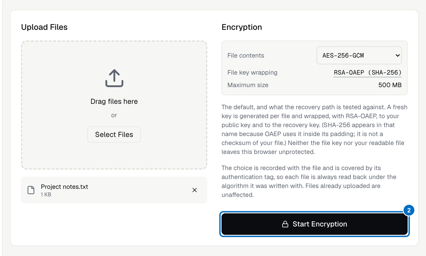 Encrypt in the browser