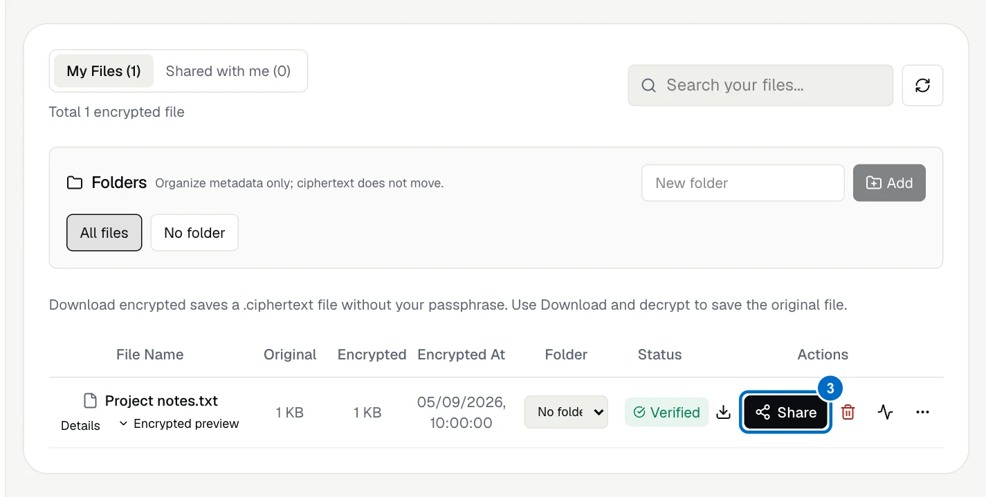 Manage the encrypted file