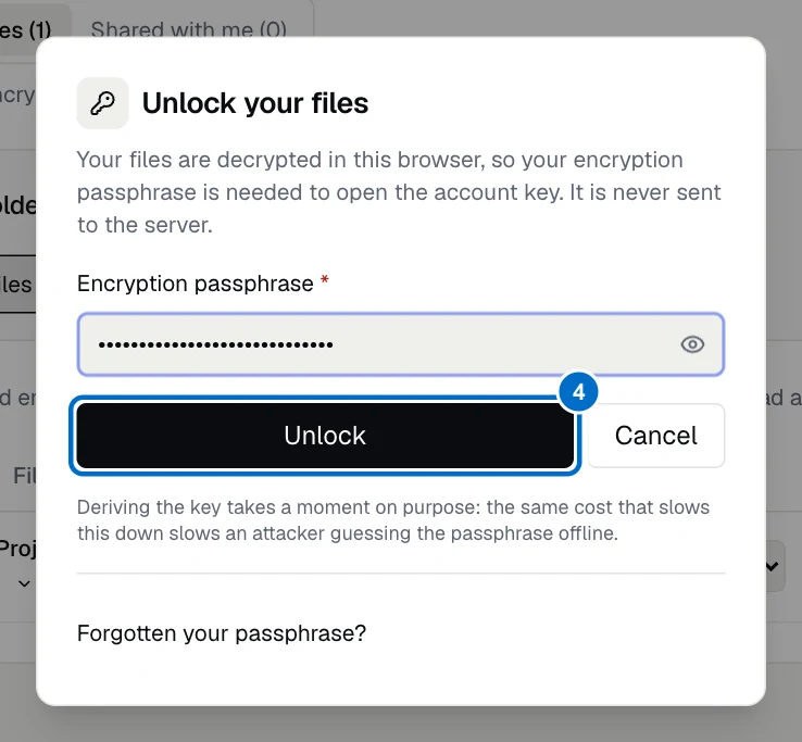 Recipient unlocks locally